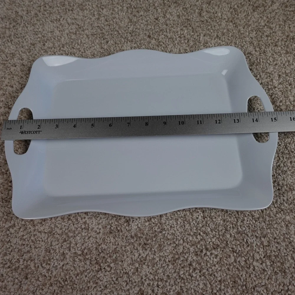 55 Kitchen‎ Premium White Serving Trays Set of 3 Rectangular 15x10 with Handles